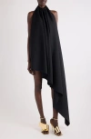 Givenchy Asymmetric Halterneck Dress In Wool In Black