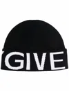 GIVENCHY GIVENCHY WOOL BEANIE WITH LARGE LOGO PRINT