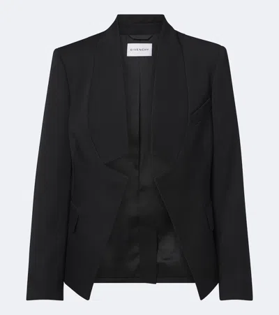 Givenchy Reverse Lapel Wool Grain De Poudre Jacket In Black