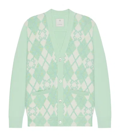 GIVENCHY WOOL-BLEND ARGYLE CARDIGAN