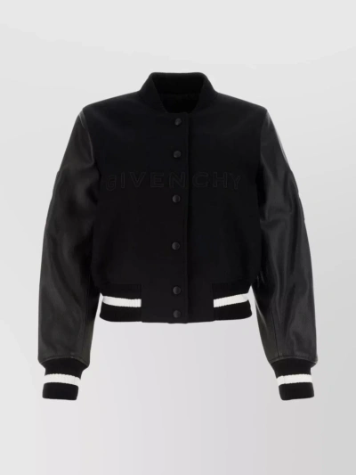GIVENCHY WOOL BLEND BOMBER WITH RIBBED COLLAR AND HEM