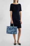 Givenchy Lavaliere 4g Print Midi Dress With Self-tie Collar In Dark Navy