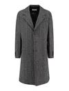 Givenchy Men Wool Blend Coat With Herringbone Motif In Gray
