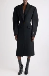 Givenchy Cocoon Fitted Coat In Wool In Black