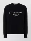 Givenchy Wool Blend Crew Neck Sweater With Ribbed Cuffs And Hem In Black