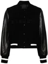 Givenchy Wool Blend Parka With Leather Sleeves And Iconic Branding In Black