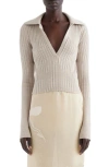 Givenchy Ribbed Polo Long-sleeve Top In Natural Beige