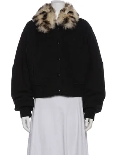 Pre-owned Givenchy Wool Bomber Jacket In Black