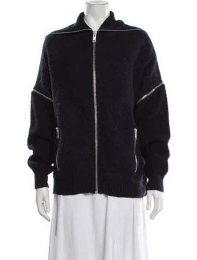 Pre-owned Givenchy Wool Bomber Jacket In Blue