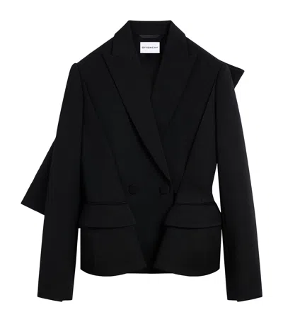 Givenchy Wool Bow Slashed Blazer In Black