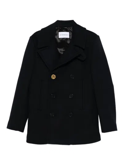Givenchy Double-breasted Coat Featuring Front Pockets In Blue