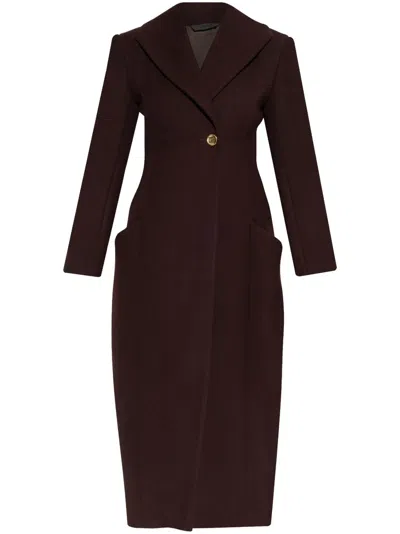 Givenchy Womens Notch-lapel Two-slip-pockets Regular-fit Wool Coat Russet Brown