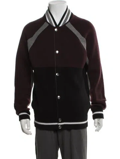 Pre-owned Givenchy Wool Colorblock Pattern Varsity Jacket In Burgundy