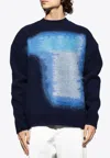 Givenchy Abstract Pattern Crewneck Sweater With Ribbed Finish In Blue