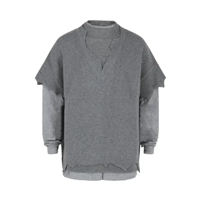 Pre-owned Givenchy Wool Cut And Layer Sweater 'quartz Grey' | Men's Size S In Gray
