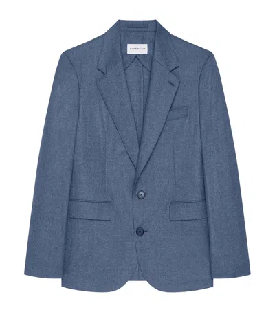 Givenchy Wool Double-breasted Blazer In Blue