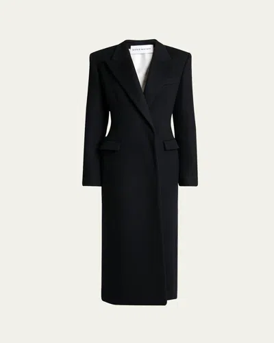 Givenchy Wool Double-breasted Cinched Coat In Black