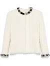 Givenchy Tweed Short Jacket With Beaded Trim In White