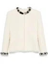 Givenchy Tweed Short Jacket With Beaded Trim In Beige