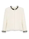 Givenchy Tweed Short Jacket With Beaded Trim In Beige
