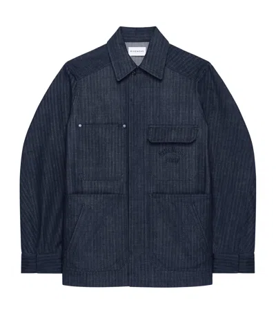 Givenchy Wool Embroidered Overshirt In Blue