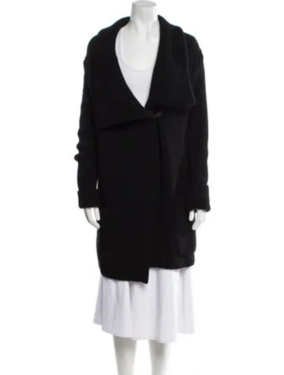 Pre-owned Givenchy Wool Faux Fur Coat In Black