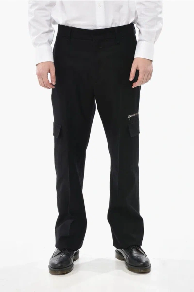 Givenchy Wool-flannel Cargo Trousers With Concealed Closure In Black