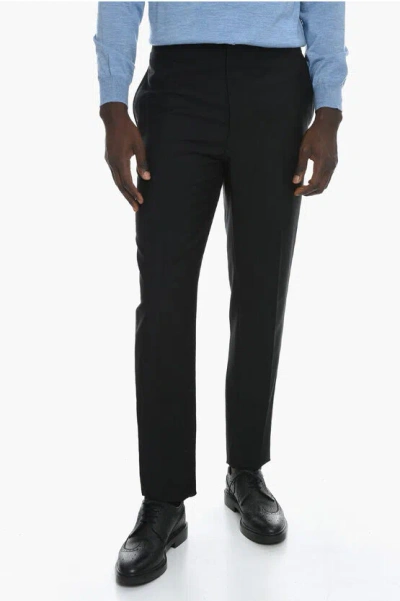 Givenchy Wool Front-pleated Trousers With Elasticated Waistband In Black
