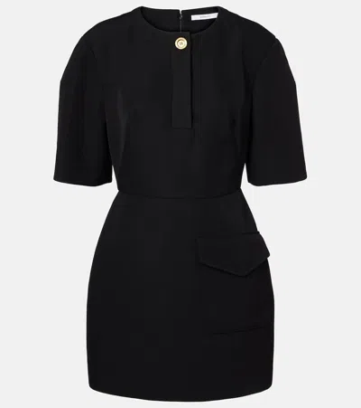 Givenchy Wool Grain De Poudre Minidress In Black