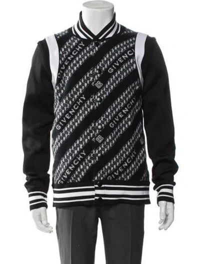 Pre-owned Givenchy Wool Graphic Print Bomber Jacket In Black