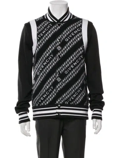 Pre-owned Givenchy Wool Graphic Print Bomber Jacket In Black