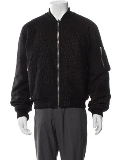 Pre-owned Givenchy Wool Graphic Print Bomber Jacket In Grey