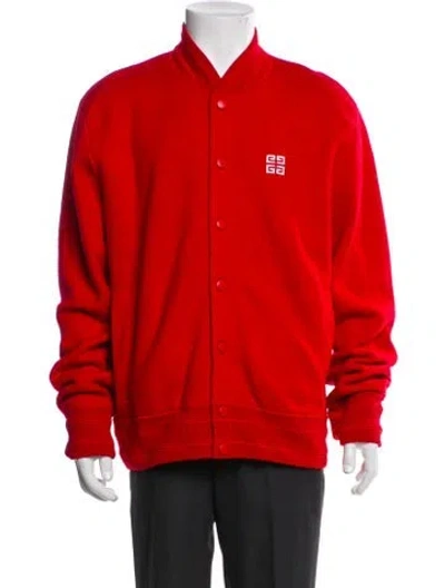 Pre-owned Givenchy Wool Graphic Print Bomber Jacket In Red