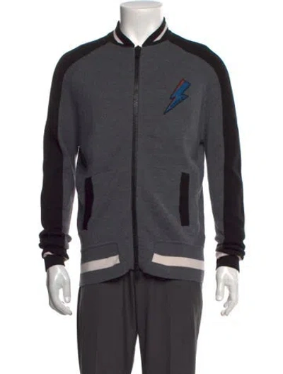 Pre-owned Givenchy Wool Graphic Print Cardigan In Gray