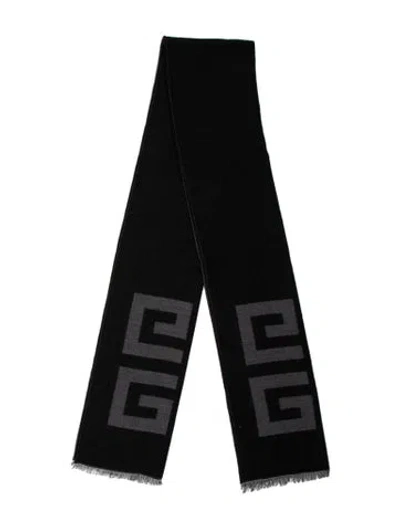 Pre-owned Givenchy Wool Graphic Print Scarf In Black