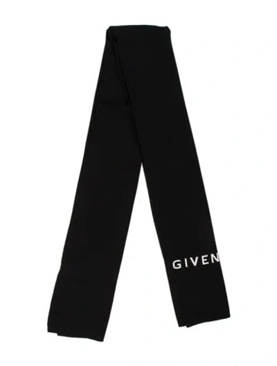 Pre-owned Givenchy Wool Graphic Print Scarf In Black