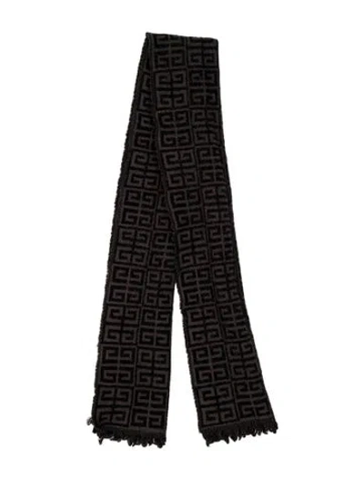 Pre-owned Givenchy Wool Graphic Print Scarf In Black