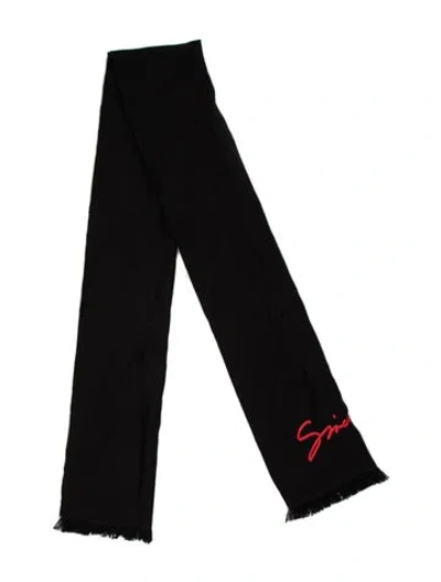 Pre-owned Givenchy Wool Graphic Print Scarf In Black