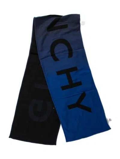 Pre-owned Givenchy Wool Graphic Print Scarf In Blue