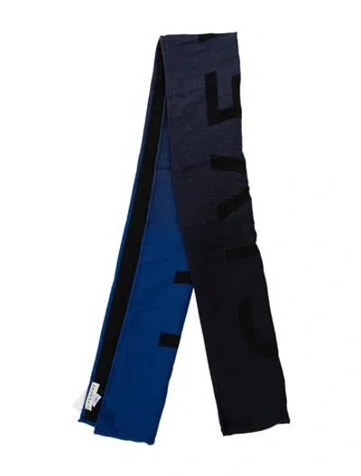 Pre-owned Givenchy Wool Graphic Print Scarf In Blue
