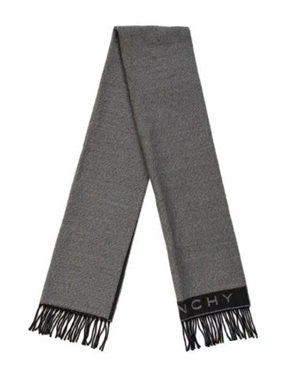 Pre-owned Givenchy Wool Graphic Print Scarf In Grey