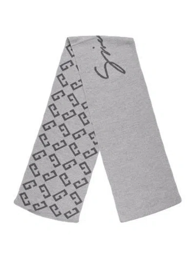 Pre-owned Givenchy Wool Graphic Print Scarf In Grey