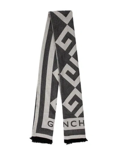 Pre-owned Givenchy Wool Graphic Print Scarf W/ Tags In Grey