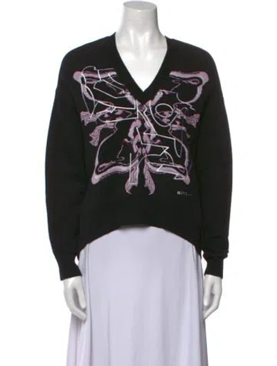 Pre-owned Givenchy Wool Graphic Print Sweater In Black