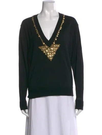 Pre-owned Givenchy Wool Graphic Print Sweater In Black