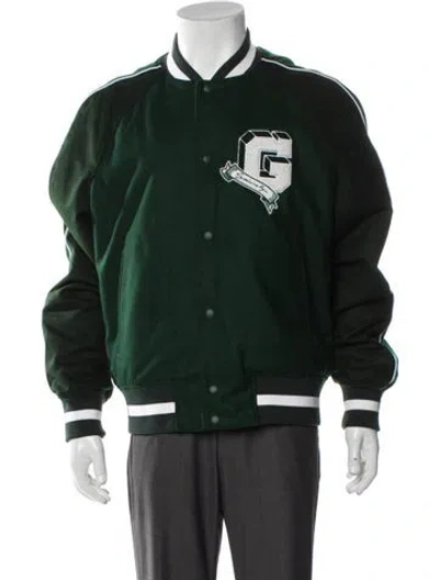 Pre-owned Givenchy Wool Graphic Print Varsity Jacket In Green