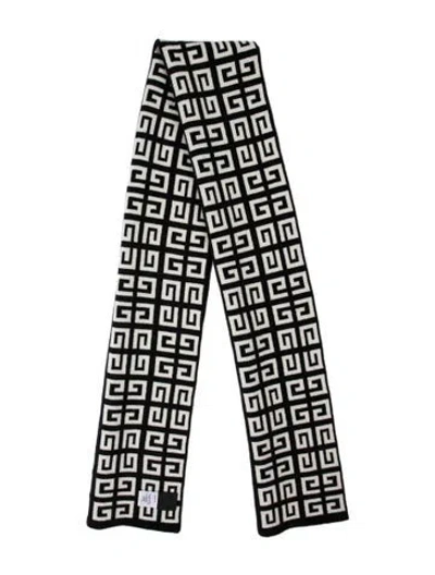 Pre-owned Givenchy Wool Grecca Pattern Scarf In Black