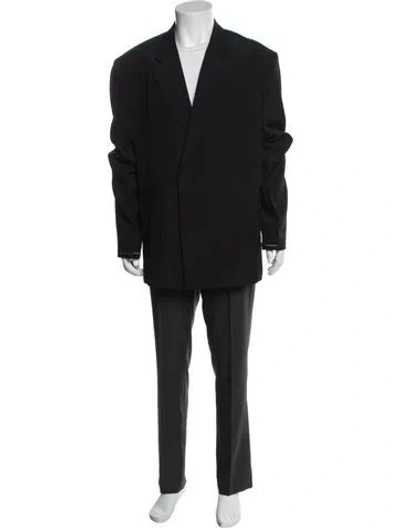 Pre-owned Givenchy Wool Grosgrain Trim Blazer In Black