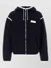 Givenchy Wool Hooded Jacket Contrast Trim Pockets In Blue