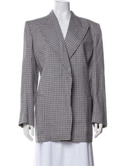Pre-owned Givenchy Wool Houndstooth Print Blazer In Gray